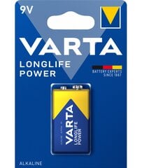Батарейки Varta 9V Longlife Power, 4 шт. цена и информация | Батарейки | pigu.lt