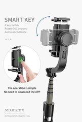 Gimbal Stabilizer L08 Selfie палка-трипод с 1х ось стабилизаций и Bluetooth пультом управления цена и информация | Моноподы для селфи («Selfie sticks») | pigu.lt