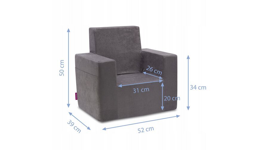 Vaikiškas fotelis, 52x50 cm, mėlynas kaina ir informacija | Vaikiški sėdmaišiai, foteliai, pufai | pigu.lt