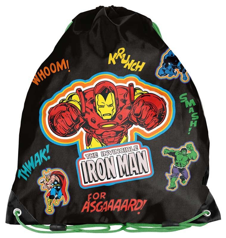Maišelis sportinei aprangai Paso Keršytojai (Marvel Avengers) AV23RR-712, juodas kaina ir informacija | Kuprinės mokyklai, sportiniai maišeliai | pigu.lt