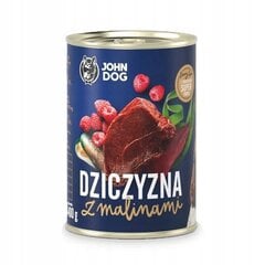 John Dog Berry Adult konservai su elniena ir avietėmis, 400 g kaina ir informacija | Konservai šunims | pigu.lt