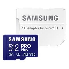 SAMSUNG MICRO SDXC PRO+ 512GB/W/ADAPT MB-MD512SA/EU цена и информация | Карты памяти для фотоаппаратов, камер | pigu.lt