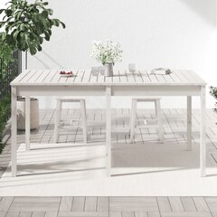 vidaXL Sodo stalas, baltas, 159,5x82,5x76cm, pušies medienos masyvas цена и информация | Садовые столы, столики | pigu.lt