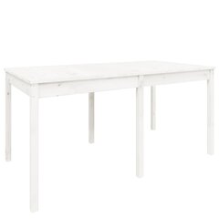 vidaXL Sodo stalas, baltas, 159,5x82,5x76cm, pušies medienos masyvas kaina ir informacija | Lauko stalai, staliukai | pigu.lt