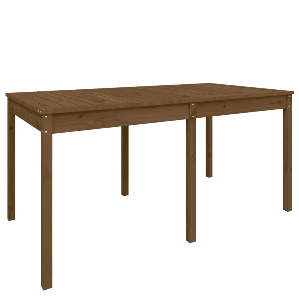 vidaXL Sodo stalas, medaus rudas, 159,5x82,5x76cm, pušies masyvas kaina ir informacija | Lauko stalai, staliukai | pigu.lt