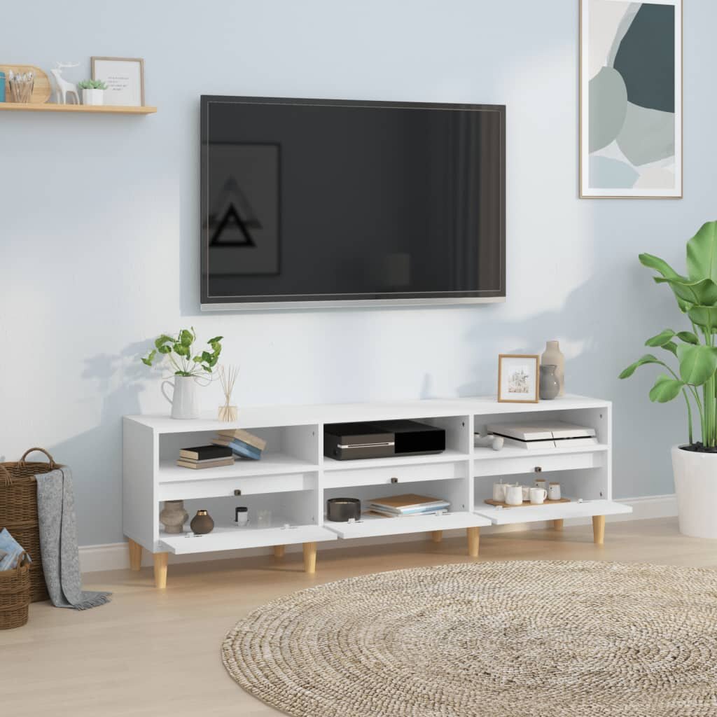 vidaXL Televizoriaus spintelė, balta, 150x30x44,5cm, apdirbta mediena kaina ir informacija | TV staliukai | pigu.lt