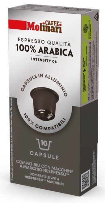 Molinari 100% Arabica kavos kapsulės, 10 vnt. цена и информация | Kava, kakava | pigu.lt