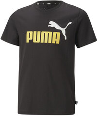 Футболка Puma Ess+ 2 Col Logo Tee 586985 91/176, черная цена и информация | Рубашка для мальчиков | pigu.lt