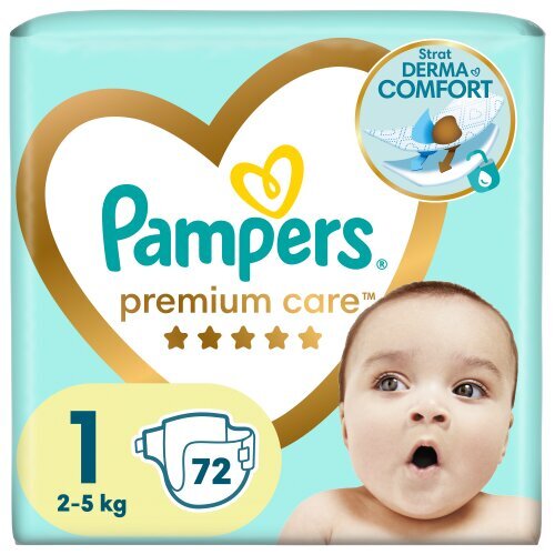 Sauskelnės Pampers Premium Care 1 (2–5 kg), 72 vnt. kaina ir informacija | Sauskelnės | pigu.lt