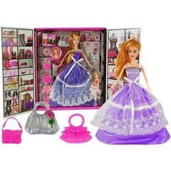 Lėlė violetine suknele su priedais Lean Toys kaina ir informacija | Žaislai mergaitėms | pigu.lt
