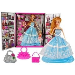 Lėlė mėlyna suknele su priedais Lean Toys цена и информация | Игрушки для девочек | pigu.lt