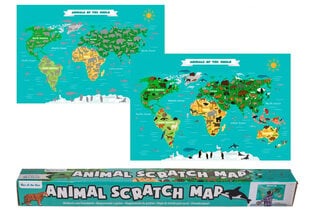 Скретч карта мира для детей с животными цена и информация | Карты мира | pigu.lt