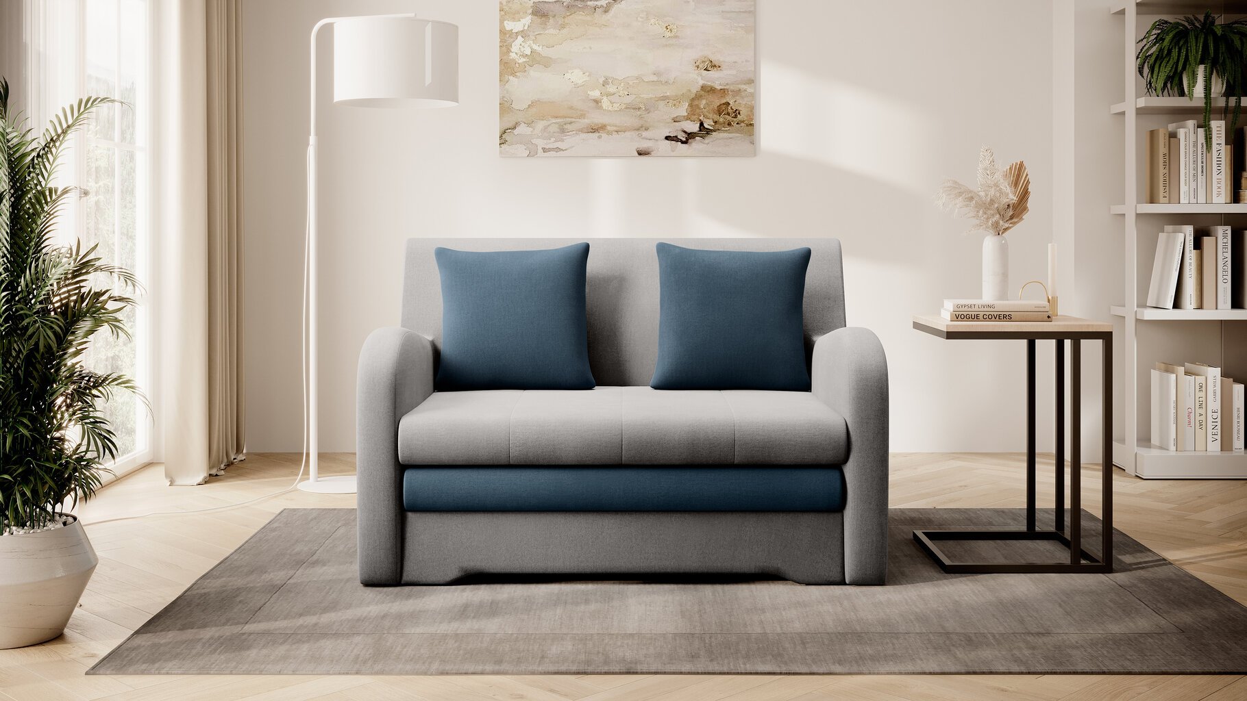 Sofa Ario, pilkos/mėlynos spalvos kaina ir informacija | Sofos | pigu.lt
