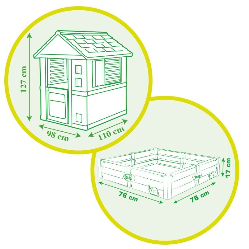 Vaikiškas namelis su smėlio dėže Smoby, žalias kaina ir informacija | Vaikų žaidimų nameliai | pigu.lt