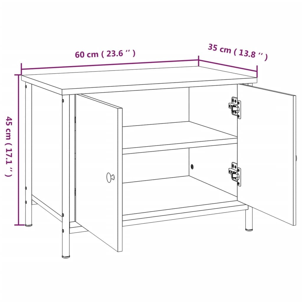 vidaXL Televizoriaus spintelė su durelėmis, juoda, 60x35x45cm, mediena kaina ir informacija | TV staliukai | pigu.lt