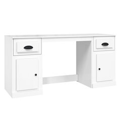 vidaXL Rašomasis stalas su spintele, baltas, apdirbta mediena, blizgus kaina ir informacija | Kompiuteriniai, rašomieji stalai | pigu.lt