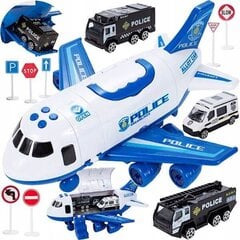 Žaislinis lėktuvas su 3 metaliniais policijos automobiliais kaina ir informacija | Žaislai berniukams | pigu.lt