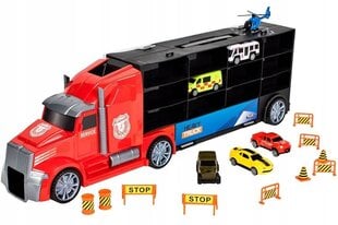 Большой игрушечный грузовик с 5 автомобилями и вертолетом цена и информация | Игрушки для мальчиков | pigu.lt