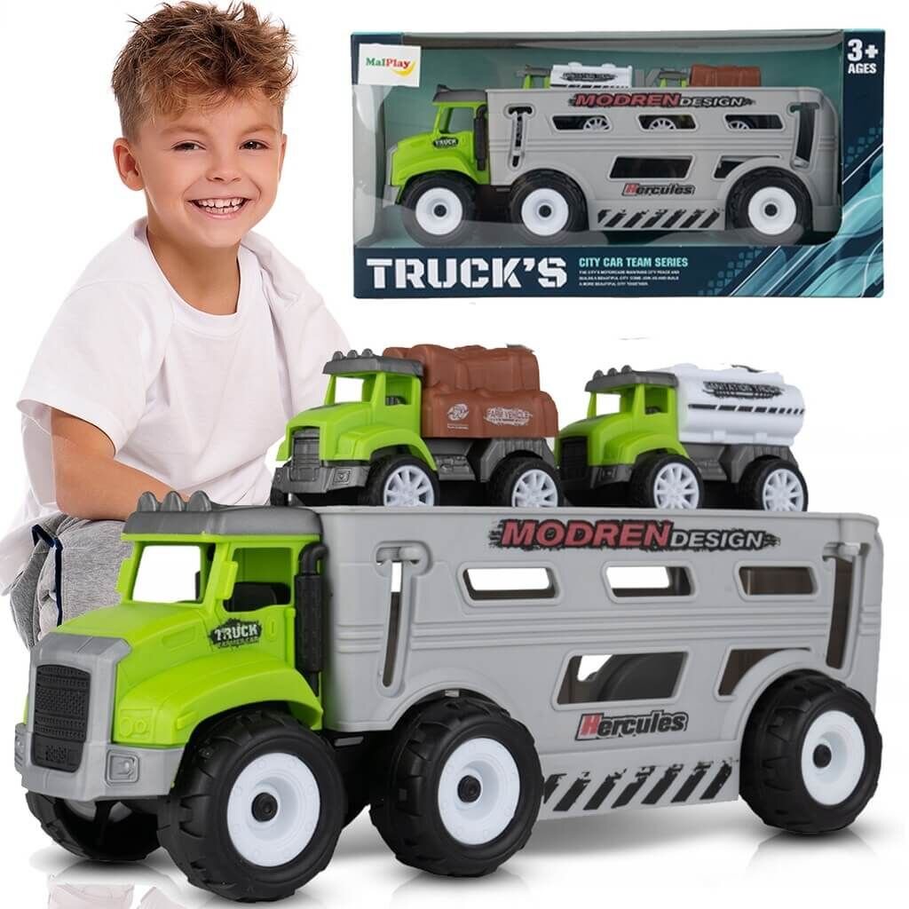 Sunkvežimis su žemės ūkio automobiliais kaina ir informacija | Žaislai berniukams | pigu.lt