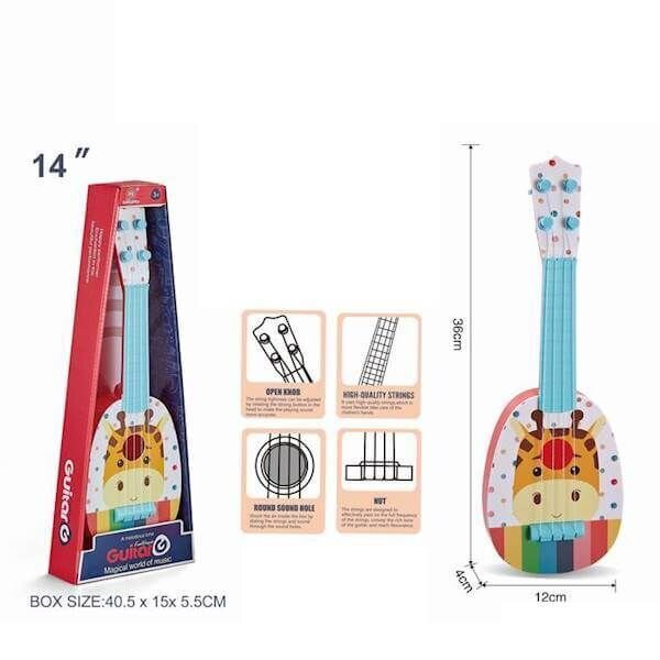 Vaikiška gitara Žirafa, 36 cm цена и информация | Lavinamieji žaislai | pigu.lt