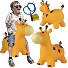 Pripučiamas guminis šokliukas Žirafa su pompa, geltonas kaina ir informacija | Žaislai kūdikiams | pigu.lt