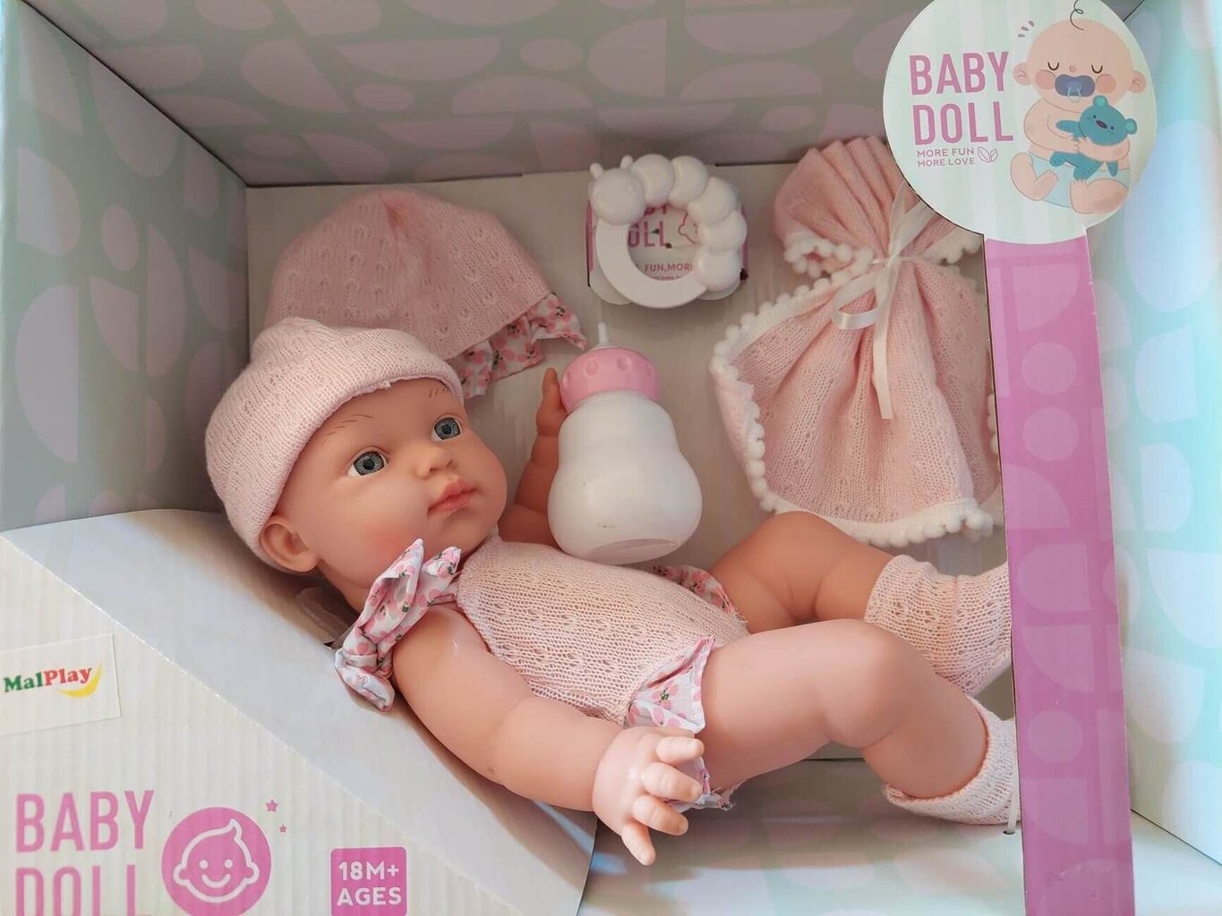 Lėlė kūdikis su priedais MalPlay, 30.5 cm kaina ir informacija | Žaislai mergaitėms | pigu.lt