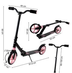 Sulankstomas dviratis paspirtukas su amortizatoriumi, rožinė kaina ir informacija | Paspirtukai | pigu.lt