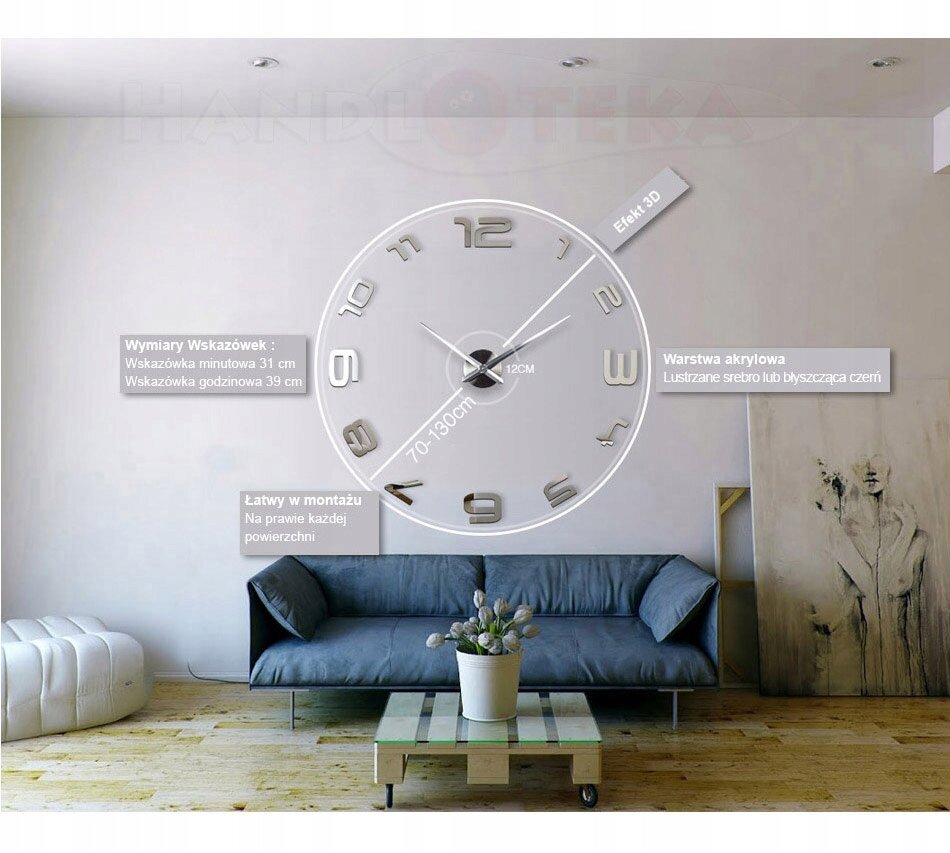 Sieninis laikrodis 3D kaina ir informacija | Laikrodžiai | pigu.lt