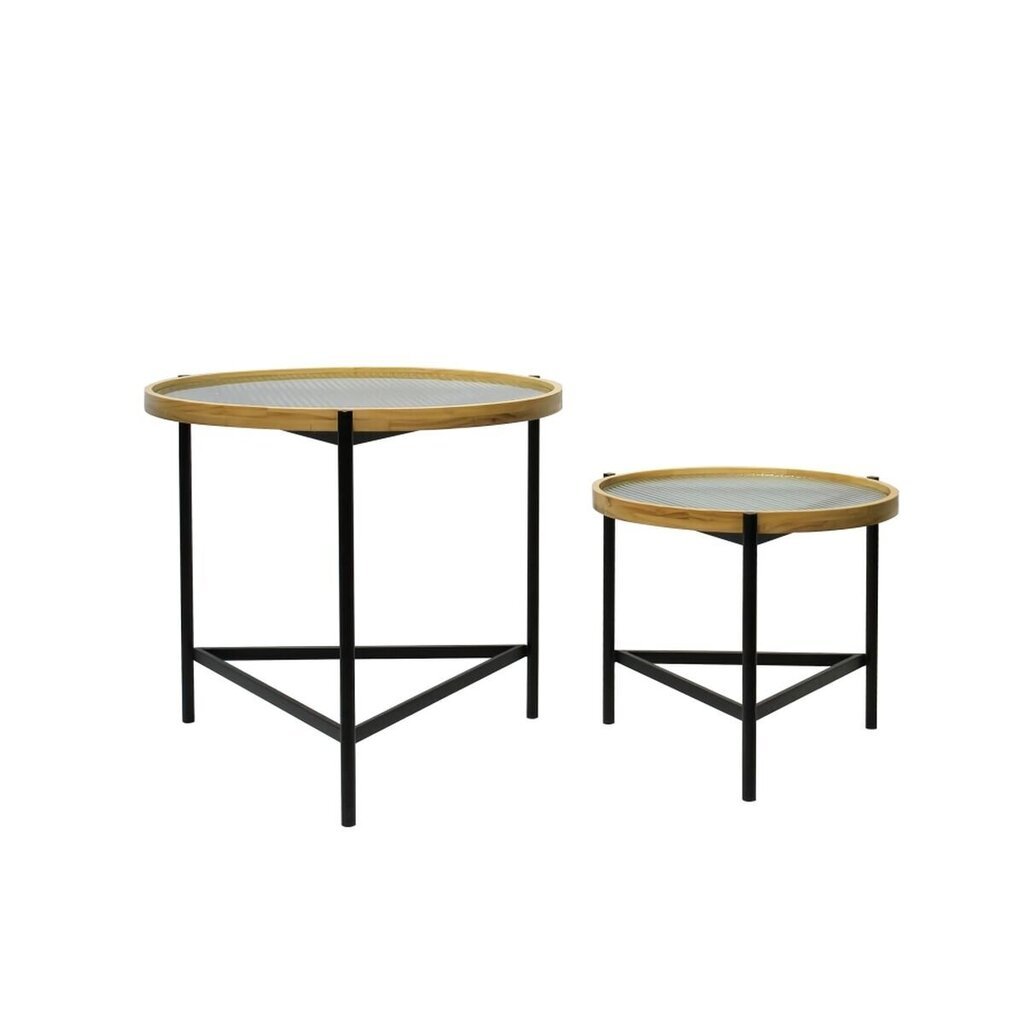 Dviejų staliukų rinkinys DKD Home Decor 64x64x55cm, juodas kaina ir informacija | Kavos staliukai | pigu.lt