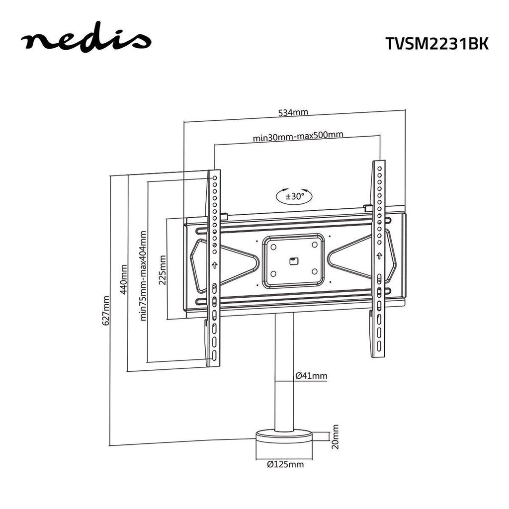 Nedis SM2231BK 32-55” цена и информация | Televizorių laikikliai, tvirtinimai | pigu.lt