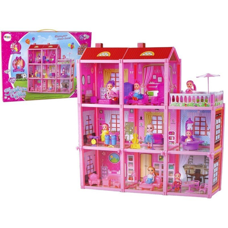 Lėlių namas Lean Toys, rožinis kaina ir informacija | Žaislai mergaitėms | pigu.lt
