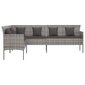 vidaXL L formos sodo sofa su pagalvėlėmis, pilkos spalvos, poliratanas kaina ir informacija | Lauko kėdės, foteliai, pufai | pigu.lt