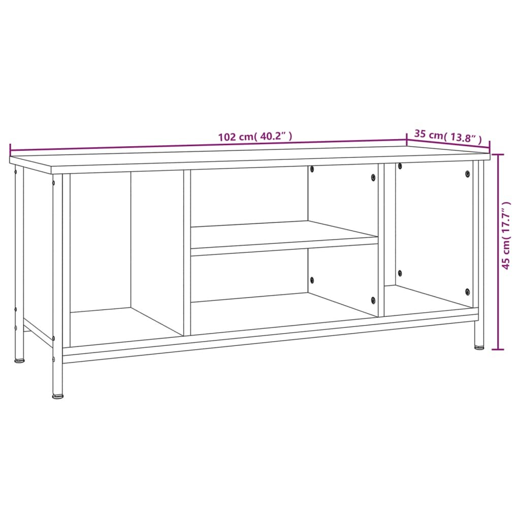 vidaXL Televizoriaus spintelė, dūminio ąžuolo, 102x35x45cm, mediena kaina ir informacija | TV staliukai | pigu.lt