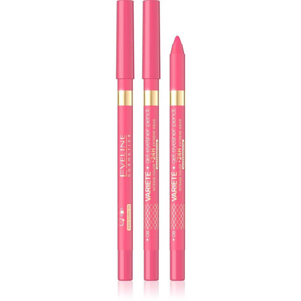 Vandeniui atsparus akių pieštukas Eveline Cosmetics Variete Gel Eyeliner, Pink 09 kaina ir informacija | Akių šešėliai, pieštukai, blakstienų tušai, serumai | pigu.lt