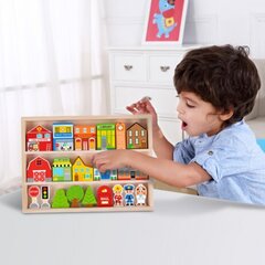 Medinių pastatų ir figūrėlių rinkinys Tooky Toy, 11 d. kaina ir informacija | Lavinamieji žaislai | pigu.lt