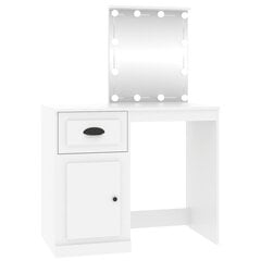 vidaXL Kosmetinis staliukas su LED, baltas, 90x50x132,5cm, mediena цена и информация | Туалетные столики | pigu.lt