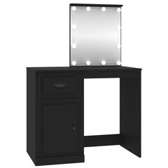 vidaXL Kosmetinis staliukas su LED, juodas, 90x50x132,5cm, mediena цена и информация | Туалетные столики | pigu.lt
