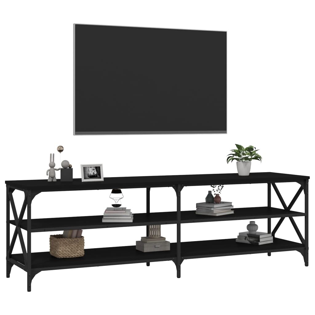vidaXL Televizoriaus spintelė, juoda, 140x40x50cm, apdirbta mediena kaina ir informacija | TV staliukai | pigu.lt