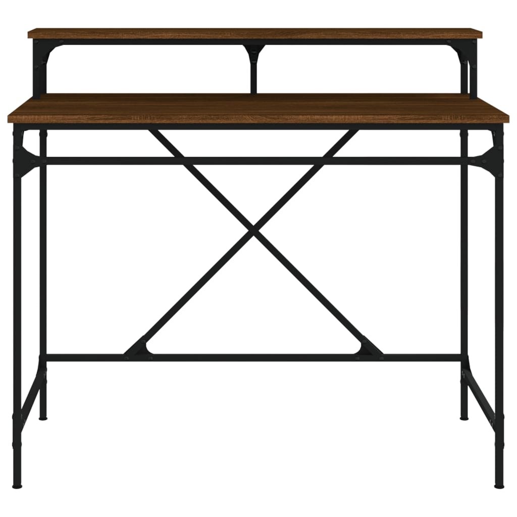 vidaXL Rašomasis stalas, rudas ąžuolo, 100x50x90cm, mediena ir geležis kaina ir informacija | Kompiuteriniai, rašomieji stalai | pigu.lt
