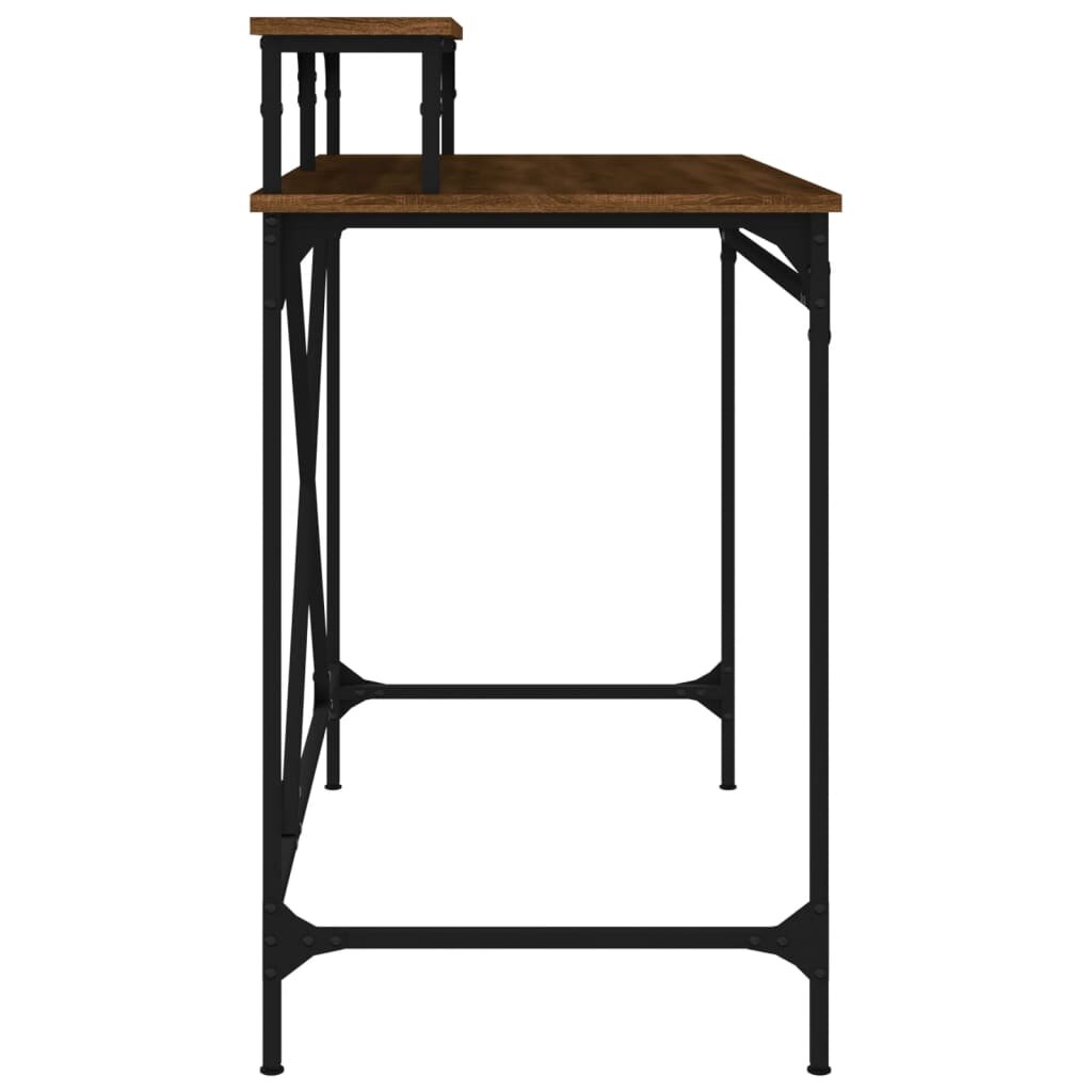 vidaXL Rašomasis stalas, rudas ąžuolo, 100x50x90cm, mediena ir geležis kaina ir informacija | Kompiuteriniai, rašomieji stalai | pigu.lt