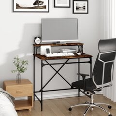 vidaXL Rašomasis stalas, dūminio ąžuolo, 80x50x90cm, mediena/geležis kaina ir informacija | Kompiuteriniai, rašomieji stalai | pigu.lt