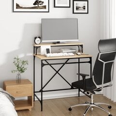 vidaXL Rašomasis stalas, ąžuolo, 80x50x90cm, apdirbta mediena/geležis kaina ir informacija | Kompiuteriniai, rašomieji stalai | pigu.lt