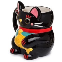 Кружка Maneki Neko Кошка Счастье черная цена и информация | Оригинальные кружки | pigu.lt