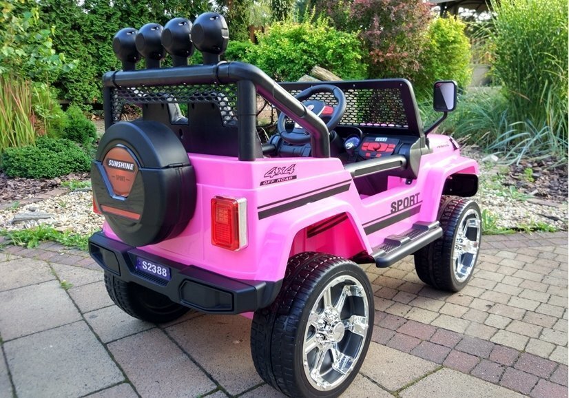 Dvivietis elektromobilis vaikams Jeep 4x4 S2388, rožinis kaina ir informacija | Elektromobiliai vaikams | pigu.lt