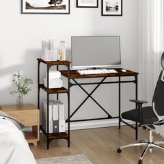 vidaXL Rašomasis stalas su lentynomis, dūminis, 105x50x90cm, mediena цена и информация | Компьютерные, письменные столы | pigu.lt