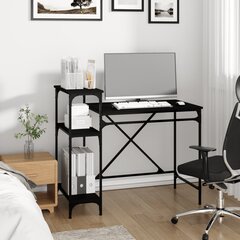 vidaXL Rašomasis stalas su lentynomis, juodas, 105x50x90cm, mediena цена и информация | Компьютерные, письменные столы | pigu.lt