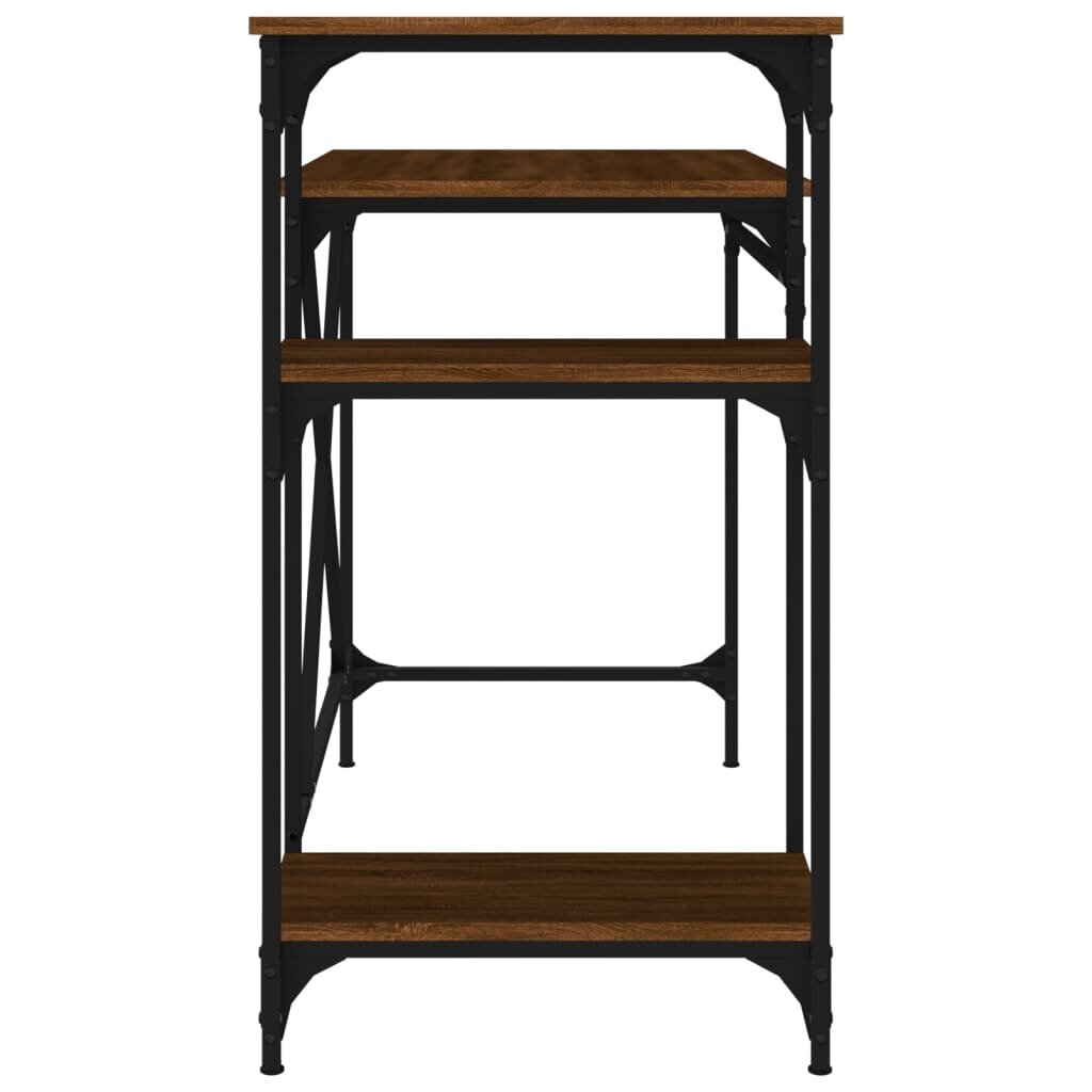 vidaXL Rašomasis stalas su lentynomis, rudas, 105x50x90cm, mediena kaina ir informacija | Kompiuteriniai, rašomieji stalai | pigu.lt