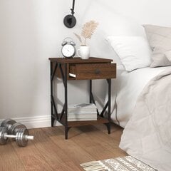 vidaXL Naktinė spintelė, ruda ąžuolo, 40x42x60cm, apdirbta mediena kaina ir informacija | Spintelės prie lovos | pigu.lt