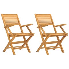 vidaXL Sulankstomos sodo kėdės, 2vnt., 55x62x90cm, tikmedžio masyvas kaina ir informacija | Lauko kėdės, foteliai, pufai | pigu.lt