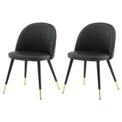 2 - jų valgomojo kėdžių komplektas Venture Home Velvet, juodas kaina ir informacija | Virtuvės ir valgomojo kėdės | pigu.lt